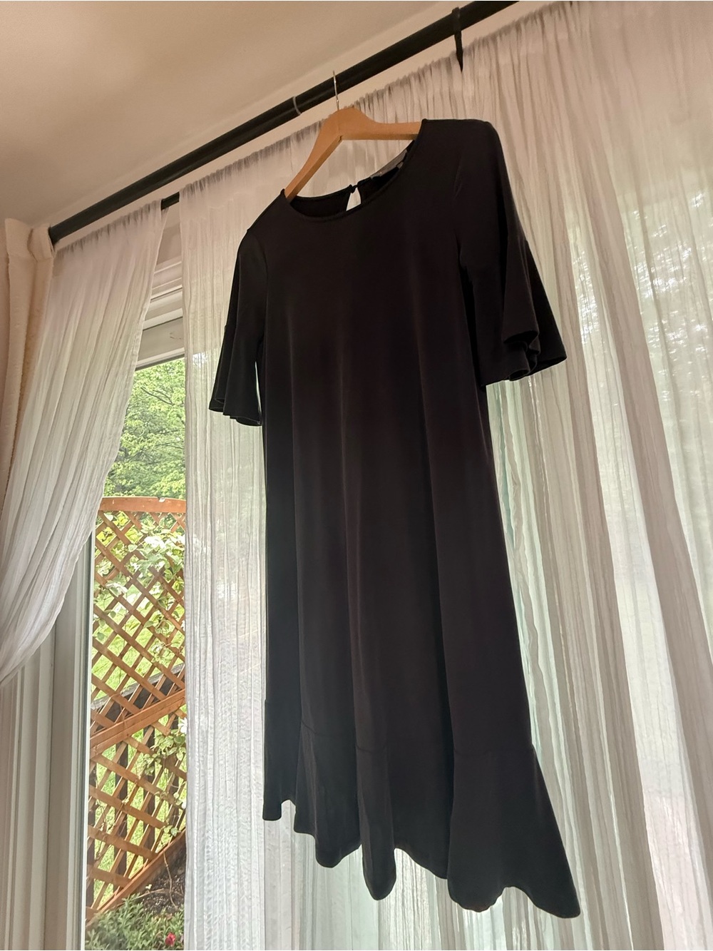 Anthropologie bluish/grey Midi Dress with Flounce Hem